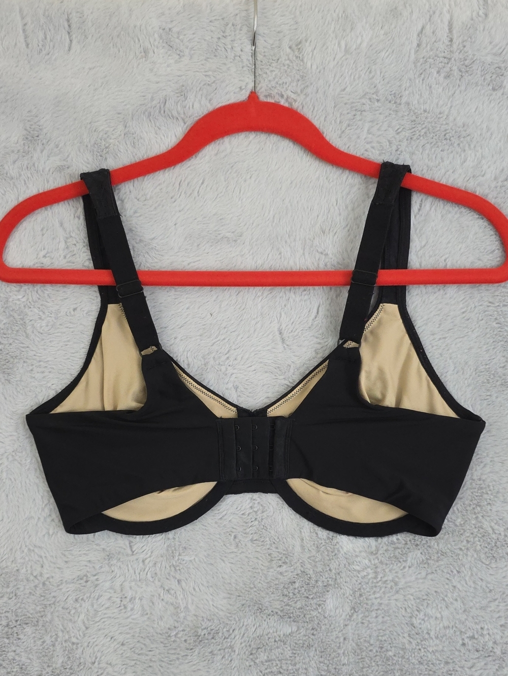 Olga 38DD Sheer Mesh Underwire Bra Black Nude Leaf Embroidered Full Coverage - Picture 5 of 11